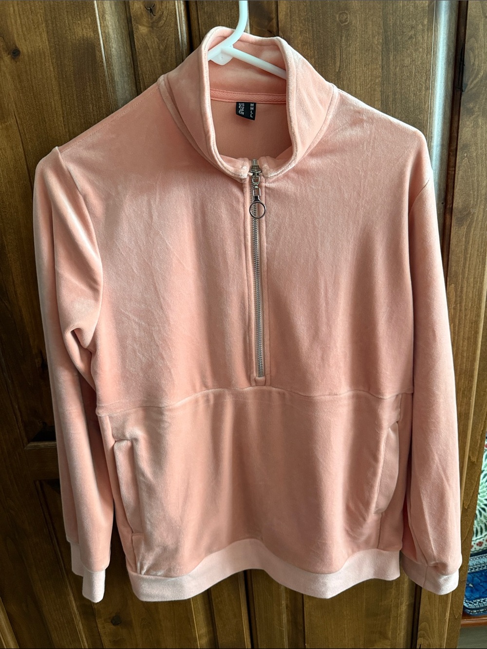 Half-Zip Pullover Sweatshirt in Peach